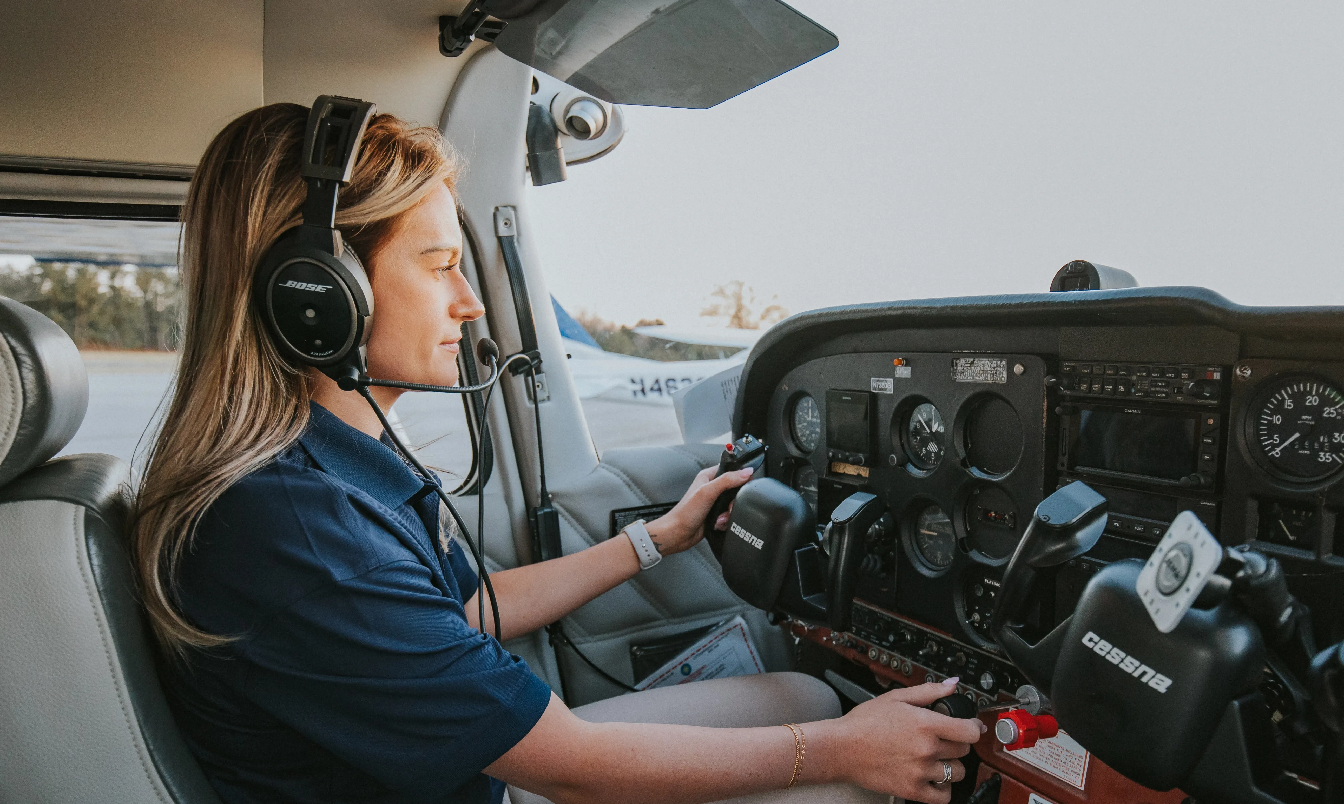 Speedway Flight Training CFII student and instructor during IFR simulator training