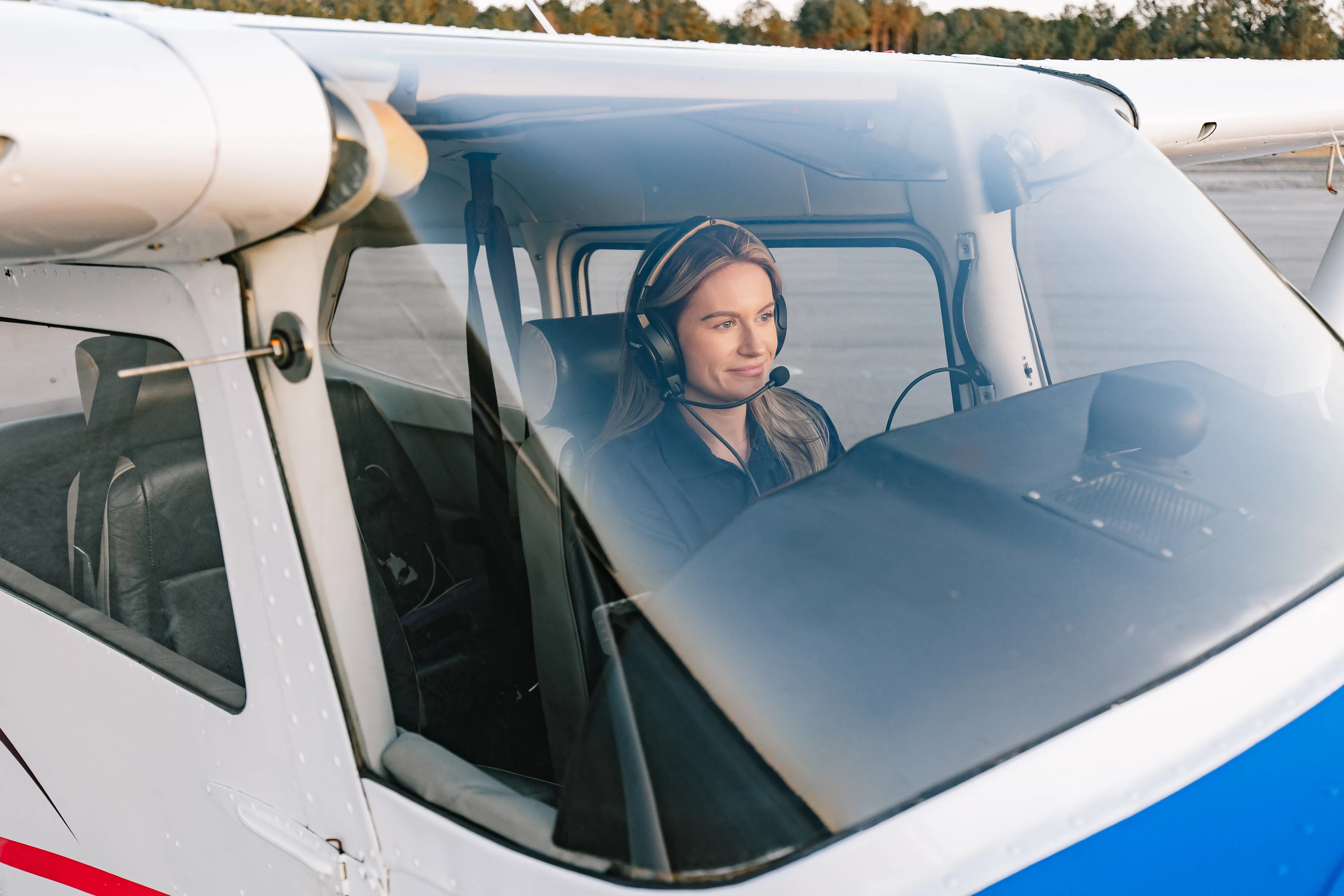Speedway Flight Training student preflighting a Cessna 172