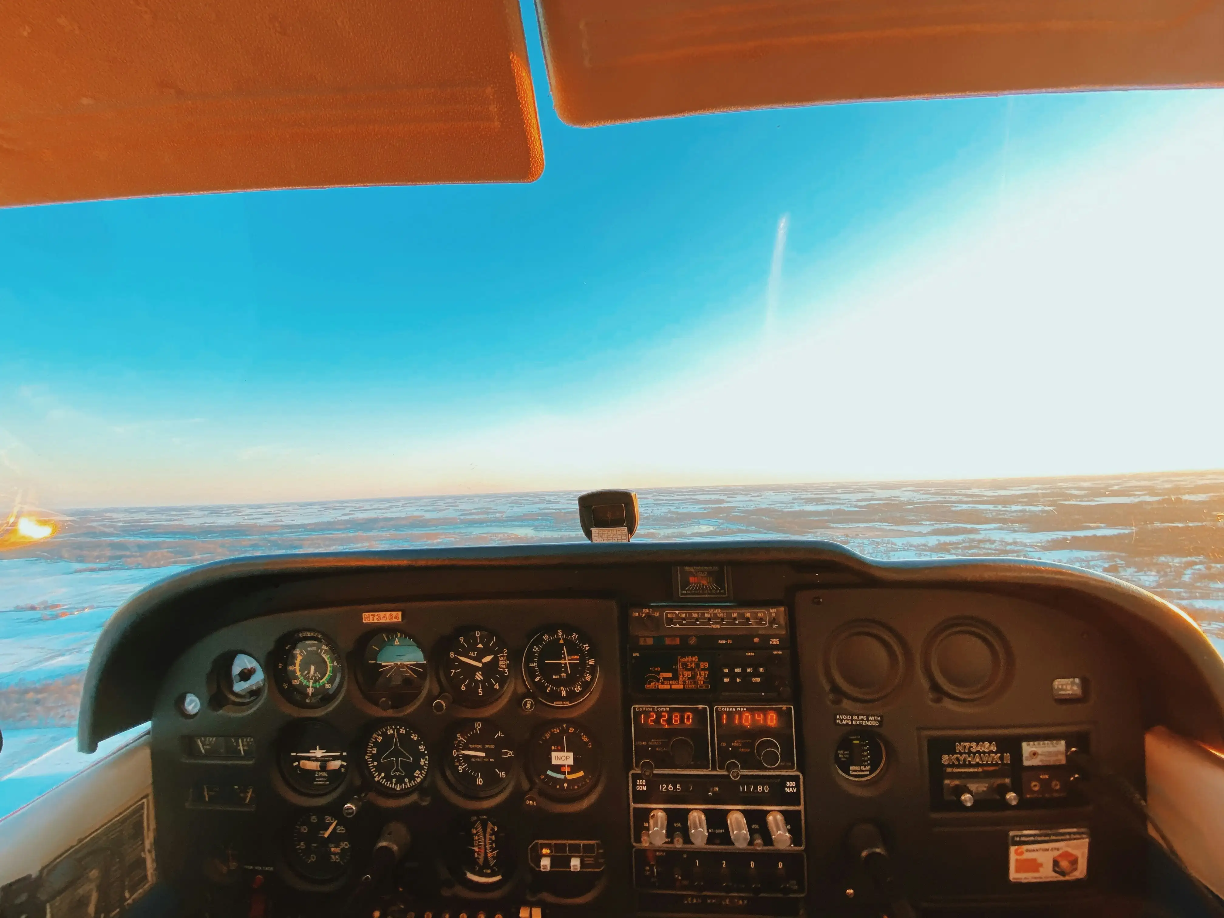 Close-up of modern avionics in a Speedway Flight Training aircraft