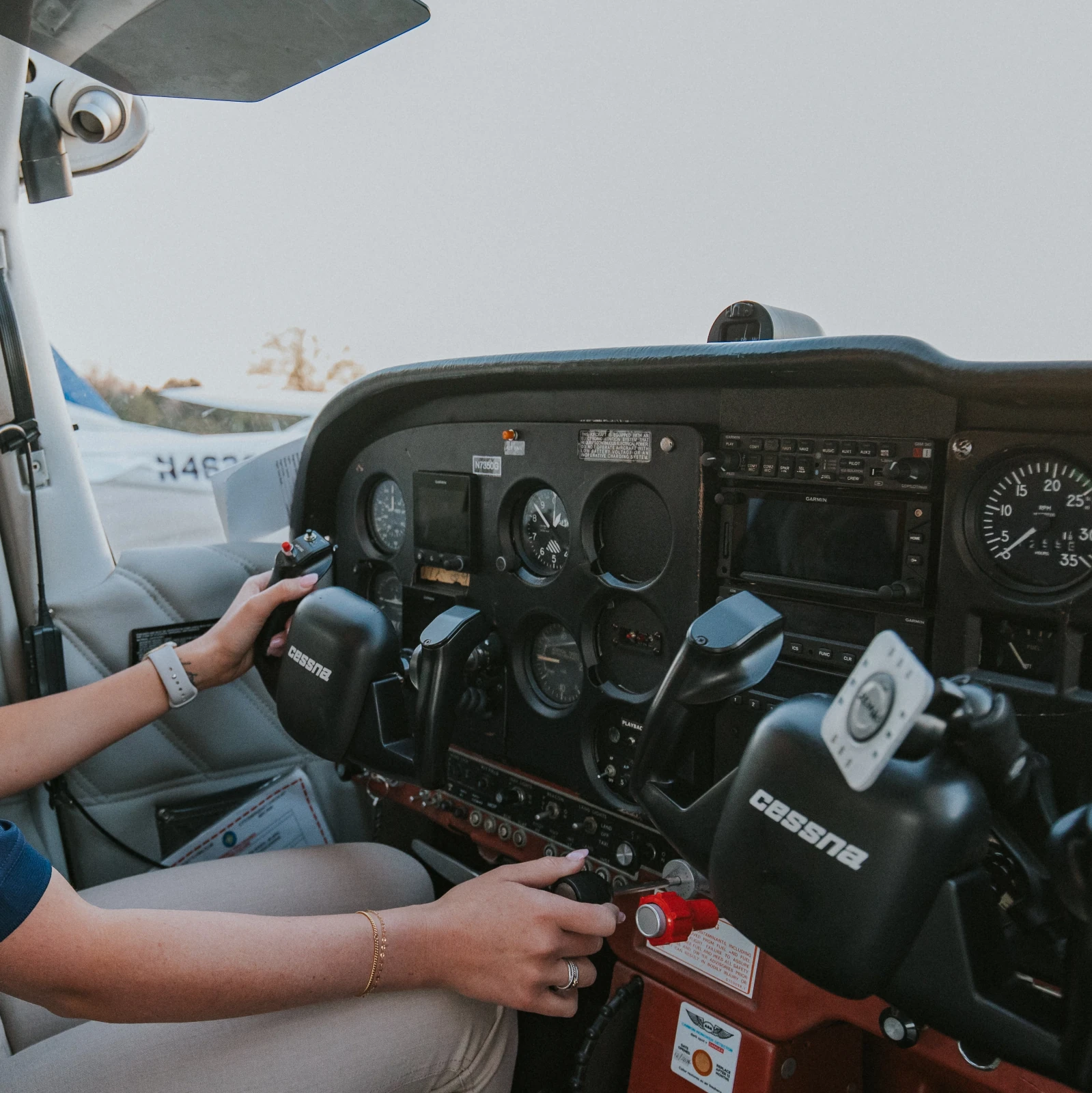 Aircraft instrument panel used for flight training at Speedway Flight Training near Atlanta